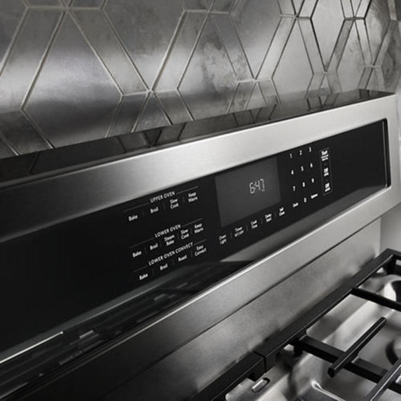 Kitchenaid® 30-Inch 5 Burner Dual Fuel Double Oven Convection Range KFDD500ESS