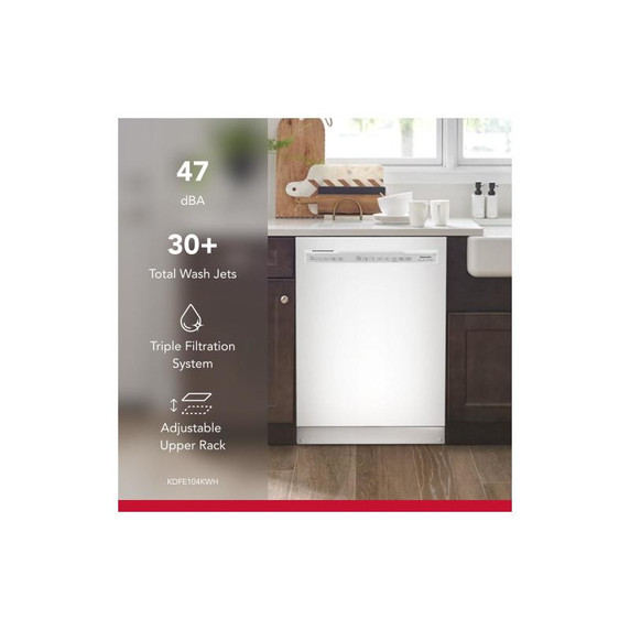 Kitchenaid® 47 dBA Two-Rack Dishwasher with ProWash™ Cycle KDFE104KWH Kitchenaid® 47 dBA Two-Rack Dishwasher with ProWash™ Cycle KDFE104KWH