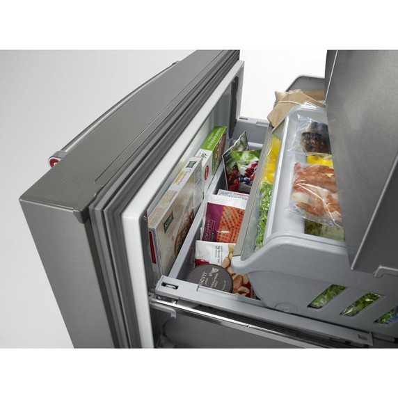 Kitchenaid® 23.8 cu. ft. 36" Counter-Depth French Door Platinum Interior Refrigerator with PrintShield™ Finish KRFC704FPS