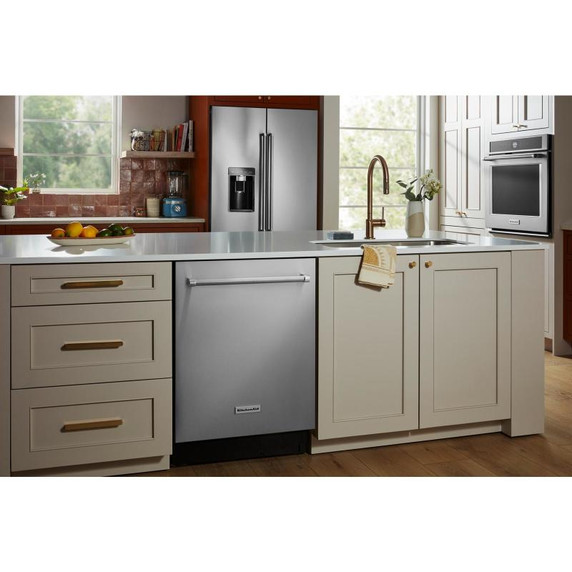 Kitchenaid® 23.8 cu. ft. 36" Counter-Depth French Door Platinum Interior Refrigerator with PrintShield™ Finish KRFC704FPS
