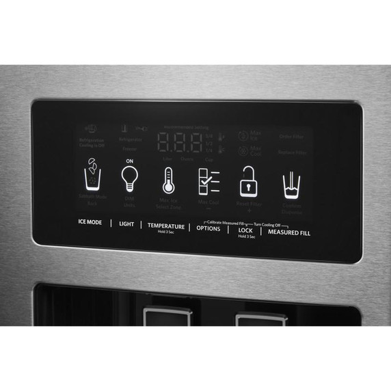 Kitchenaid® 24.8 cu ft. Side-by-Side Refrigerator with Exterior Ice and Water and PrintShield™ Finish KRSF705HBS