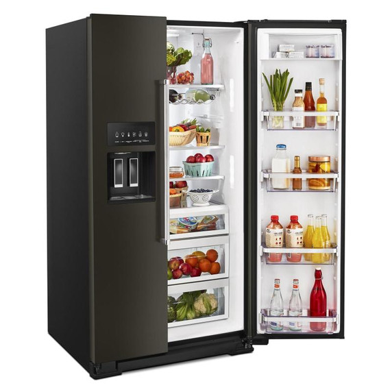 Kitchenaid® 24.8 cu ft. Side-by-Side Refrigerator with Exterior Ice and Water and PrintShield™ Finish KRSF705HBS