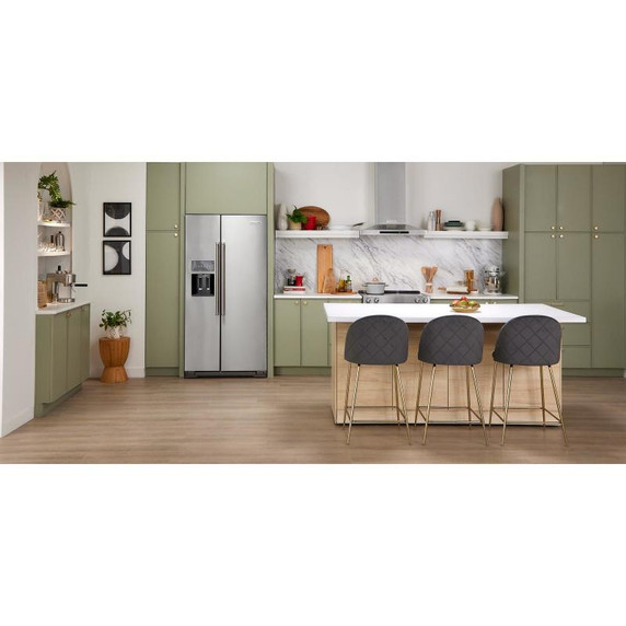Kitchenaid® 24.8 cu ft. Side-by-Side Refrigerator with Exterior Ice and Water and PrintShield™ Finish KRSF705HBS