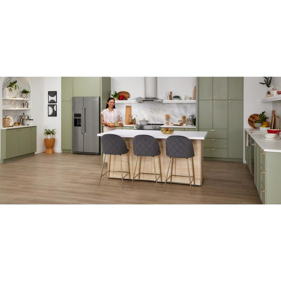 Kitchenaid® 24.8 cu ft. Side-by-Side Refrigerator with Exterior Ice and Water and PrintShield™ Finish KRSF705HBS