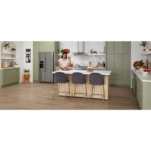 Kitchenaid® 24.8 cu ft. Side-by-Side Refrigerator with Exterior Ice and Water and PrintShield™ Finish KRSF705HBS
