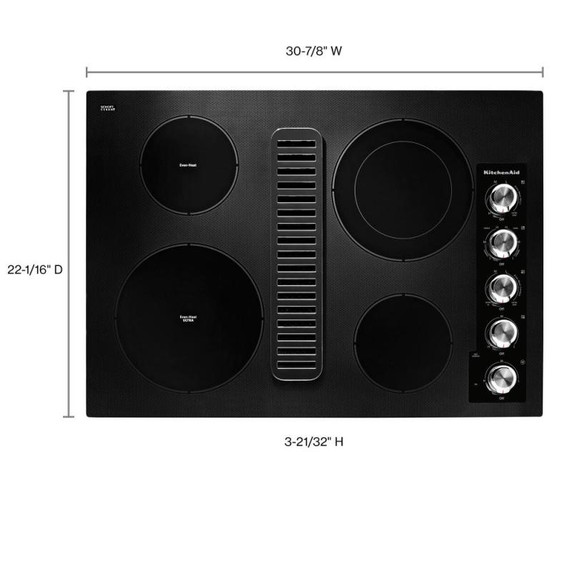 Kitchenaid® 30" Electric Downdraft Cooktop with 4 Elements KCED600GBL