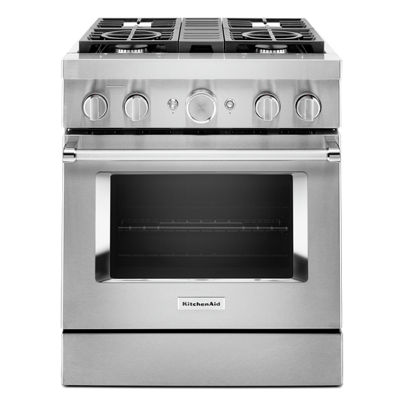 KitchenAid® 30'' Smart Commercial-Style Dual Fuel Range with 4 Burners KFDC500JSS