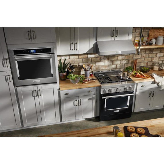 KitchenAid® 30'' Smart Commercial-Style Gas Range with 4 Burners KFGC500JBK