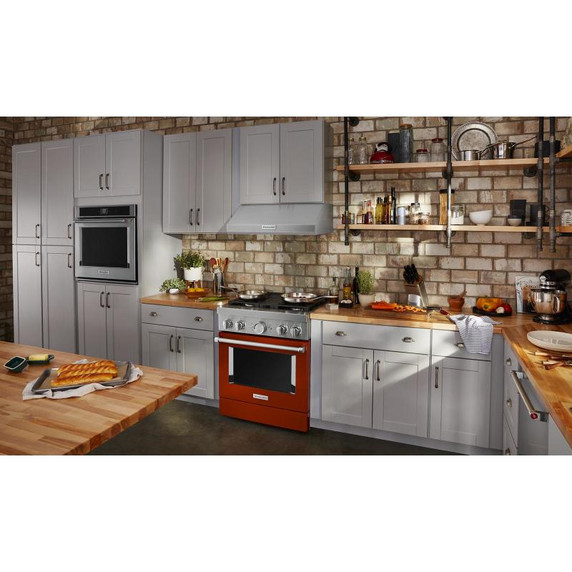 KitchenAid® 30'' Smart Commercial-Style Dual Fuel Range with 4 Burners KFDC500JSC