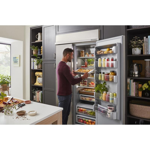 Kitchenaid® 29.4 Cu. Ft. 48" Built-In Side-by-Side Refrigerator with Ice and Water Dispenser KBSD708MSS