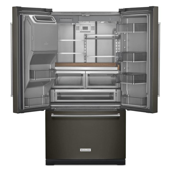 Kitchenaid® 26.8 Cu. Ft. Standard-Depth French Door Refrigerator with Exterior Ice and Water Dispenser KRFF577KBS