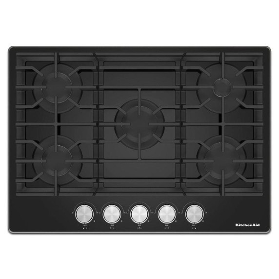 Kitchenaid® 30" Gas-on-Glass Cooktop KCGG530PBL