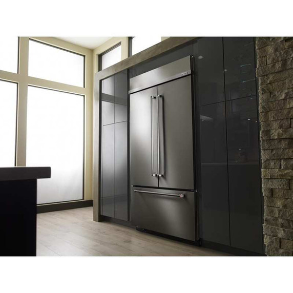 Kitchenaid® 24.2 Cu. Ft. 42" Width Built-In Stainless French Door Refrigerator with Platinum Interior Design KBFN502ESS