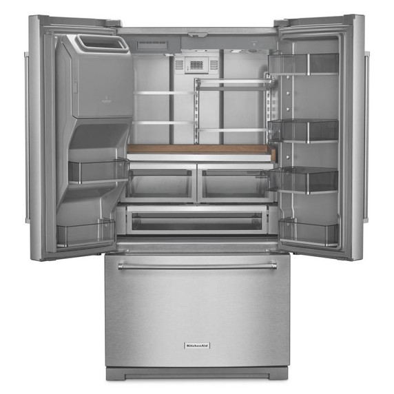 Kitchenaid® 26.8 Cu. Ft. Standard-Depth French Door Refrigerator with Exterior Ice and Water Dispenser KRFF577KPS