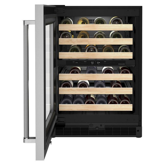 Kitchenaid® 24" Undercounter Wine Cellar with Glass Door and Wood-Front Racks KUWL214KSB Kitchenaid® 24" Undercounter Wine Cellar with Glass Door and Wood-Front Racks KUWL214KSB