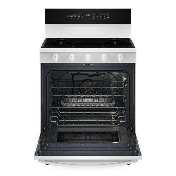 Whirlpool® 30-inch Smart Gas Range with True Convection, Steam/Self Cleaning, Rapid Preheat 5.3 CuFt Capacity WFGS7530RW