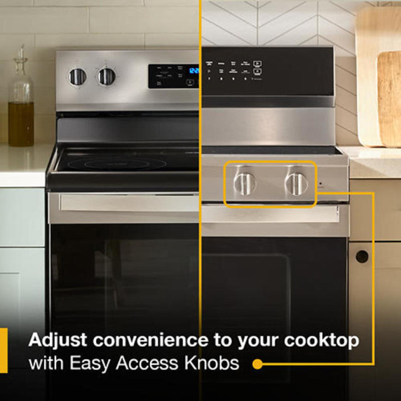 Whirlpool® 30-inch Smart Electric Range with  True Convection, No Preheat Air Fry, WipeClean™ Coating, Steam/Self Cleaning, Rapid Preheat 5.3 CuFt Capacity YWFES7530RW