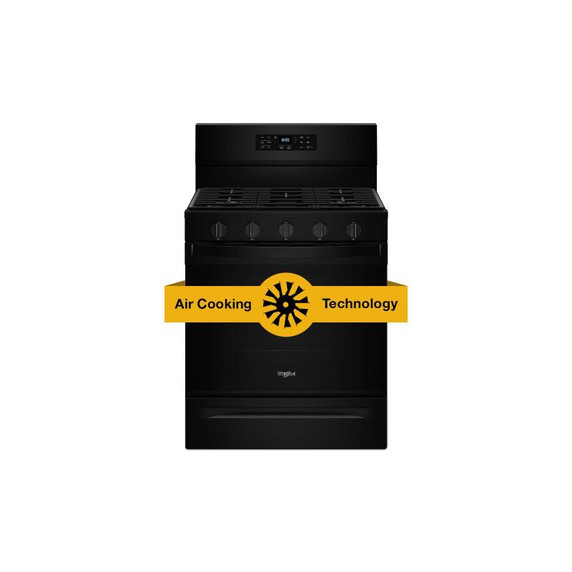 Whirlpool® 30-inch Gas Range with Air Fry and Air Baking, Self Cleaning, Rapid Preheat 5.0 CuFt Capacity WFGS5030RB