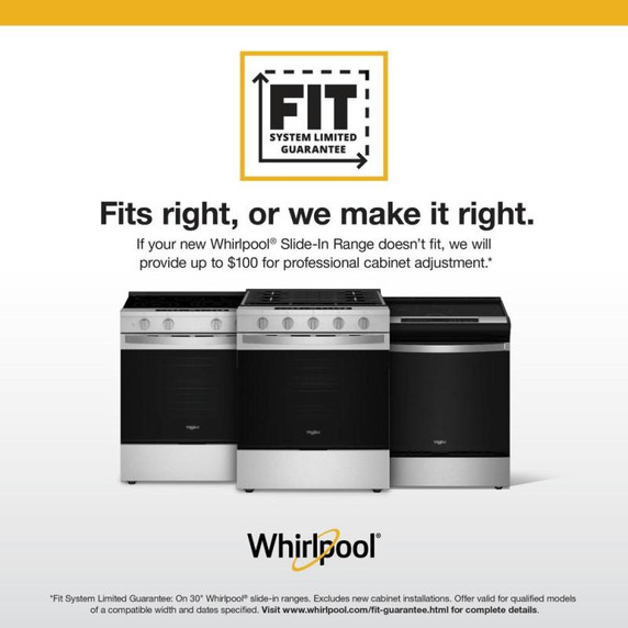 Whirlpool® 30-inch Smart Slide In Gas Range with Air Cooking Technology, No Preheat Air Fry, Steam/Self Clean and High Speed Preheat WSGS7530RV