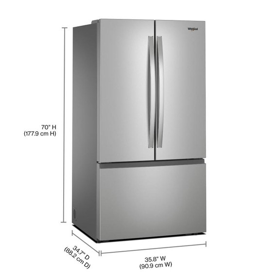 Whirlpool® 36-Inch French Door Refrigerator with Interior Water Dispenser - 31 cu. ft. WRFF3336SZ