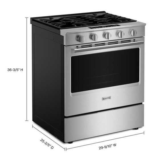 Maytag® 30-Inch Wide Slide-In Gas Range with Grill Mode and No Preheat Air Fry - 5.0 Cu. Ft. MSGS7030SZ