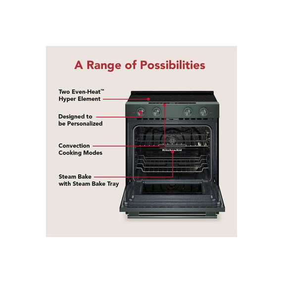 Kitchenaid® 5.3 Cu. Ft. Slide-in Electric Range with Two Even-Heat™ Hyper Elements and Convection Cooking Modes YKSES530SJP