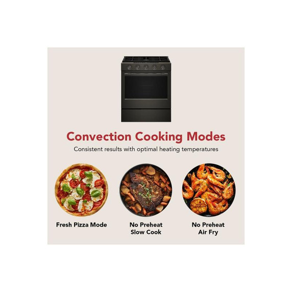Kitchenaid® 5.0 Cu. Ft. Smart Slide-in Gas Range with Convection Cooking Modes and 2-in-1 Burner KSGS530SBE
