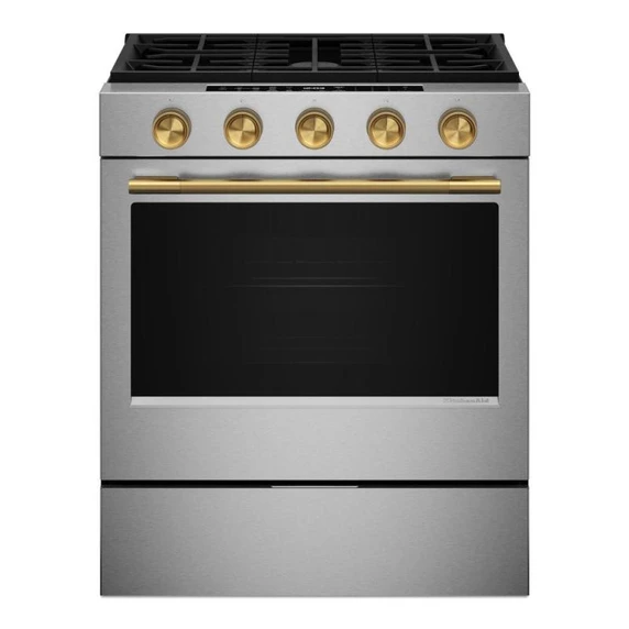 Kitchenaid® 5.0 Cu. Ft. Smart Slide-in Gas Range with Convection Cooking Modes and 2-in-1 Burner KSGS530SPS