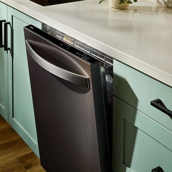 Whirlpool® 24-Inch Dishwasher with Total Coverage Wash Action and Auto Open Air Dry in Fingerprint Resistant Black Stainless WDTS8024SV