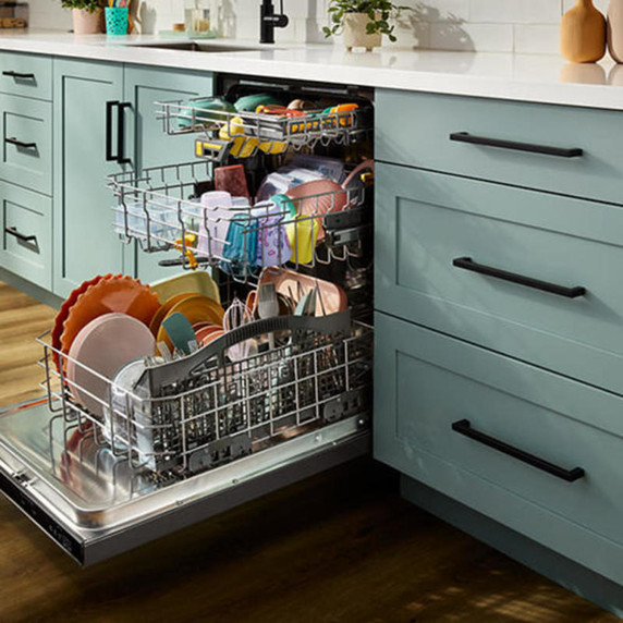 Whirlpool® 24-Inch Dishwasher with Total Coverage Wash Action and Auto Open Air Dry in Fingerprint Resistant Black Stainless WDTS8024SV