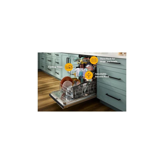 Whirlpool® 24-Inch Dishwasher with Total Coverage Wash Action and Auto Open Air Dry in Fingerprint Resistant Black Stainless WDTS8024SV