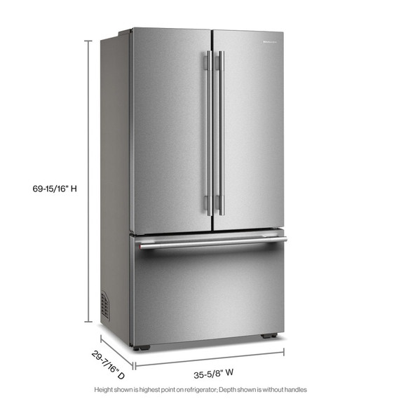 Kitchenaid® 24 cu. ft. 36-Inch Width Counter-Depth French Door Refrigerator with Interior Dispense KRFC236SPS