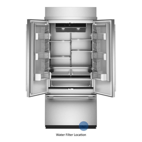 Kitchenaid® 20.8 Cu. Ft. 36" Built-In French Door Bottom Mount Refrigerator with Platinum Interior KBFN536SPS