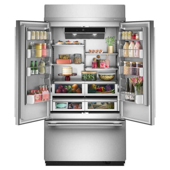Kitchenaid® 24.2 Cu. Ft. 42"" Built-In French Door Bottom Mount Refrigerator with Platinum Interior KBFN542SPS