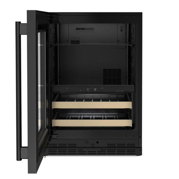 Kitchenaid® 24" Beverage Center with Glass Door and Wood-Front Racks KUBL524SBE