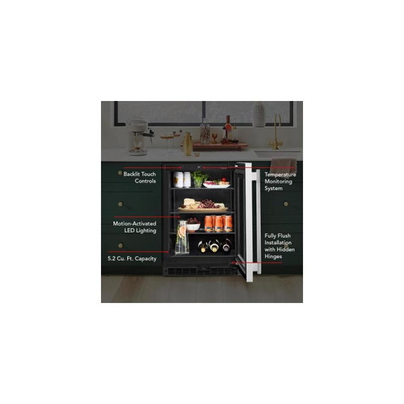 Kitchenaid® 24"" Undercounter Refrigerator with Glass Door KURR324SSB
