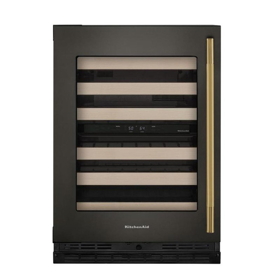 Kitchenaid® 24" Undercounter Wine Cellar with Full-Extension Wood-Front Racks KUWL524SBE