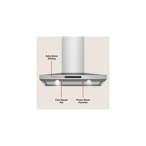 KitchenAid® 36-inch Wall-Mount, 4-Speed Canopy Hood KVWC736SSS