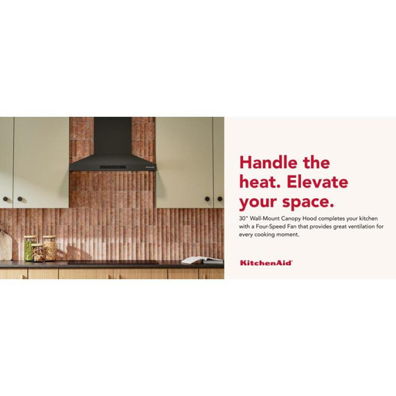 KitchenAid® 30-inch Wall-Mount, 4-Speed Canopy Hood KVWC730SBE