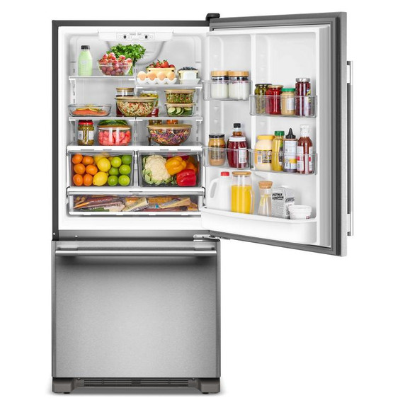 Kitchenaid® 19 Cu. Ft. 30-Inch Standard-Depth Bottom Mount Refrigerator with Right Door Swing KRBR130SPS