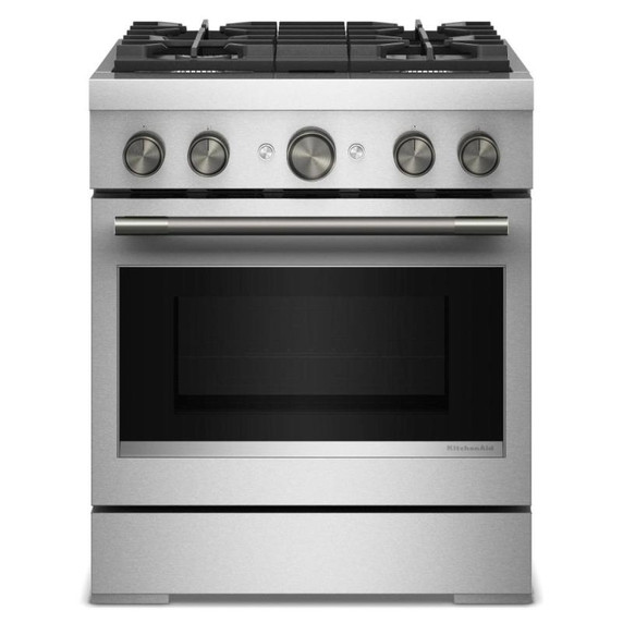 KitchenAid® 30-Inch 4 Burner Commercial-Style Dual Fuel Range with No Preheat Air Fry Mode KFDS930SSS