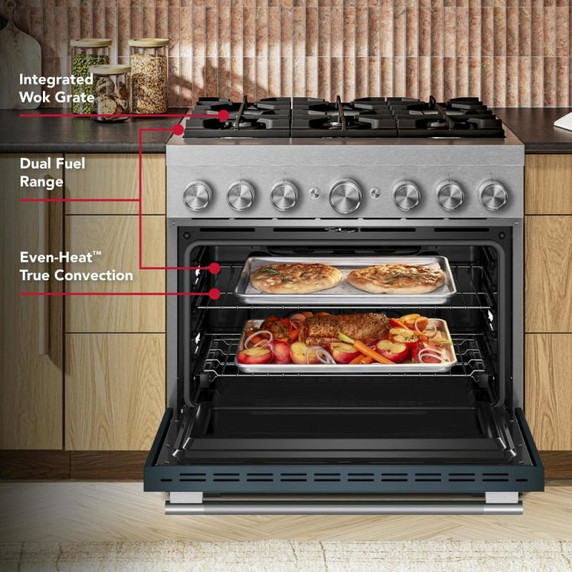 Kitchenaid® 36-Inch 6 Burner Commercial-Style Dual Fuel Range with No Preheat Air Fry Mode KFDS936SAG