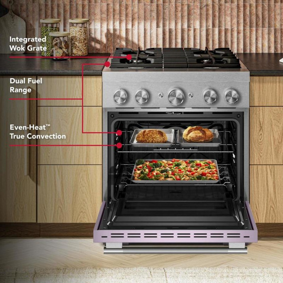 Kitchenaid® 30-Inch 4 Burner Commercial-Style Dual Fuel Range with No Preheat Air Fry Mode KFDS930SWF