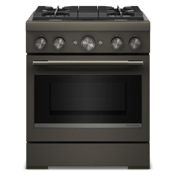 KitchenAid® 30-Inch 4 Burner Commercial-Style Dual Fuel Range with No Preheat Air Fry Mode KFDS930SBE