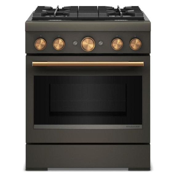 KitchenAid® 30-Inch 4 Burner Commercial-Style Dual Fuel Range with No Preheat Air Fry Mode KFDS930SBE