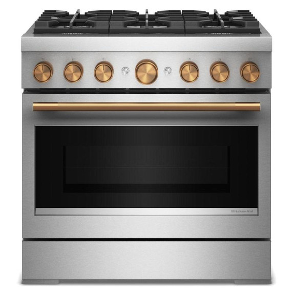 KitchenAid® 36-Inch 6 Burner Commercial-Style Dual Fuel Range with No Preheat Air Fry Mode KFDS936SSS