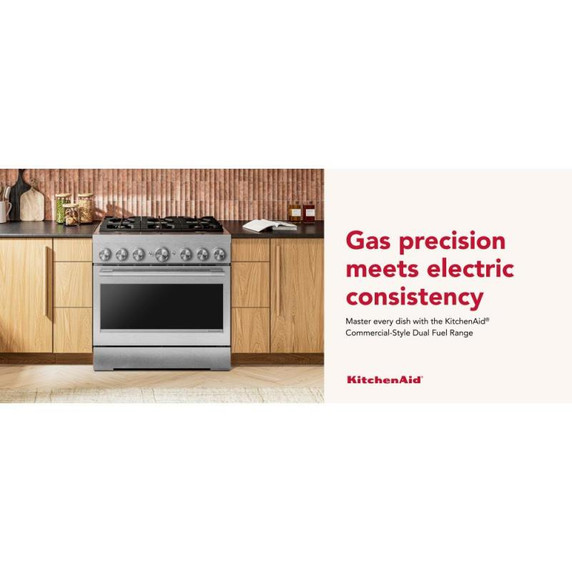 KitchenAid® 36-Inch 6 Burner Commercial-Style Dual Fuel Range with No Preheat Air Fry Mode KFDS936SSS