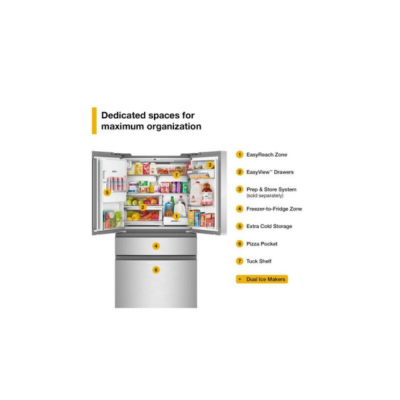 Whirlpool® 36-inch Wide True Counter Depth 4-Door French Door Refrigerator - 22 cu. ft. WRMC7036RZ