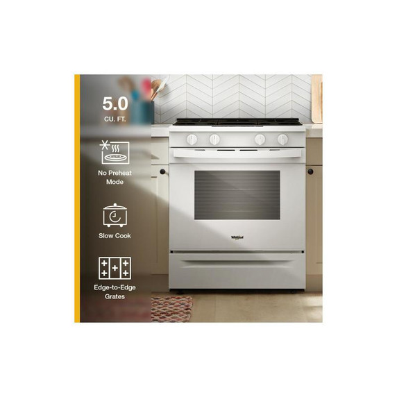 Whirlpool® 30-inch Gas Smart Range with No Preheat Mode and Steam Clean WSGS3330TW