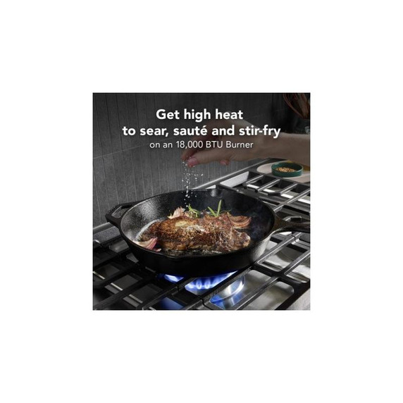 Kitchenaid® Gas-on-Metal Cooktop with 5 Versatile Burners and Edge-to-Edge Cast-Iron Grates KCGK330SSS